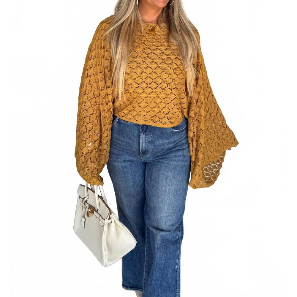 NEW BLAKELEY free spirit bell sleeve top in mustard